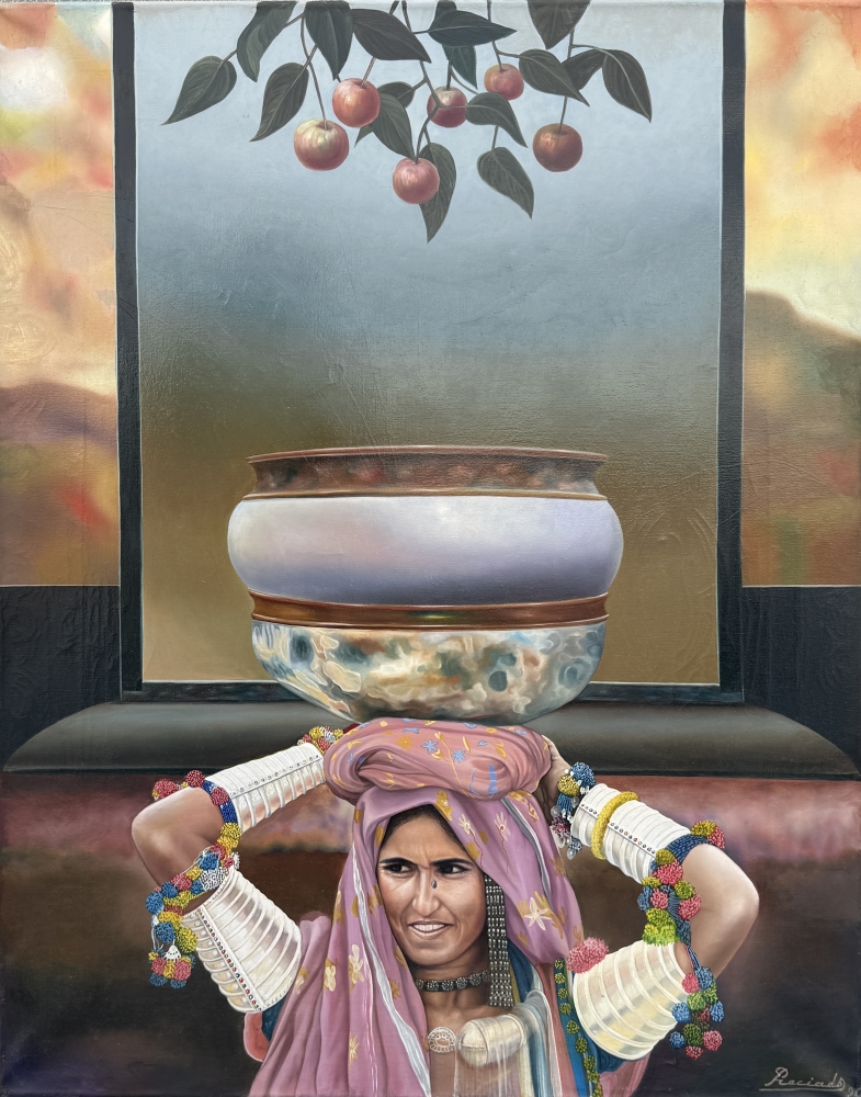 Ángel Preciados Vega, India, retrato de mujer, 1990
