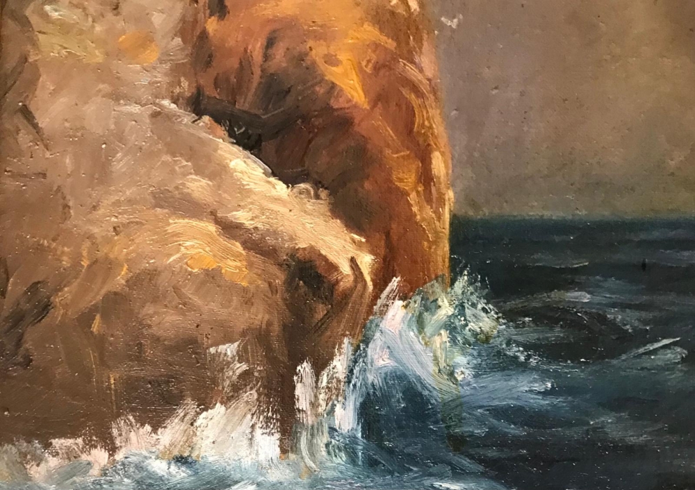 \"Cliffs with Stormy Sea\", After British School of 19th Century, años 50-60 del siglo XX