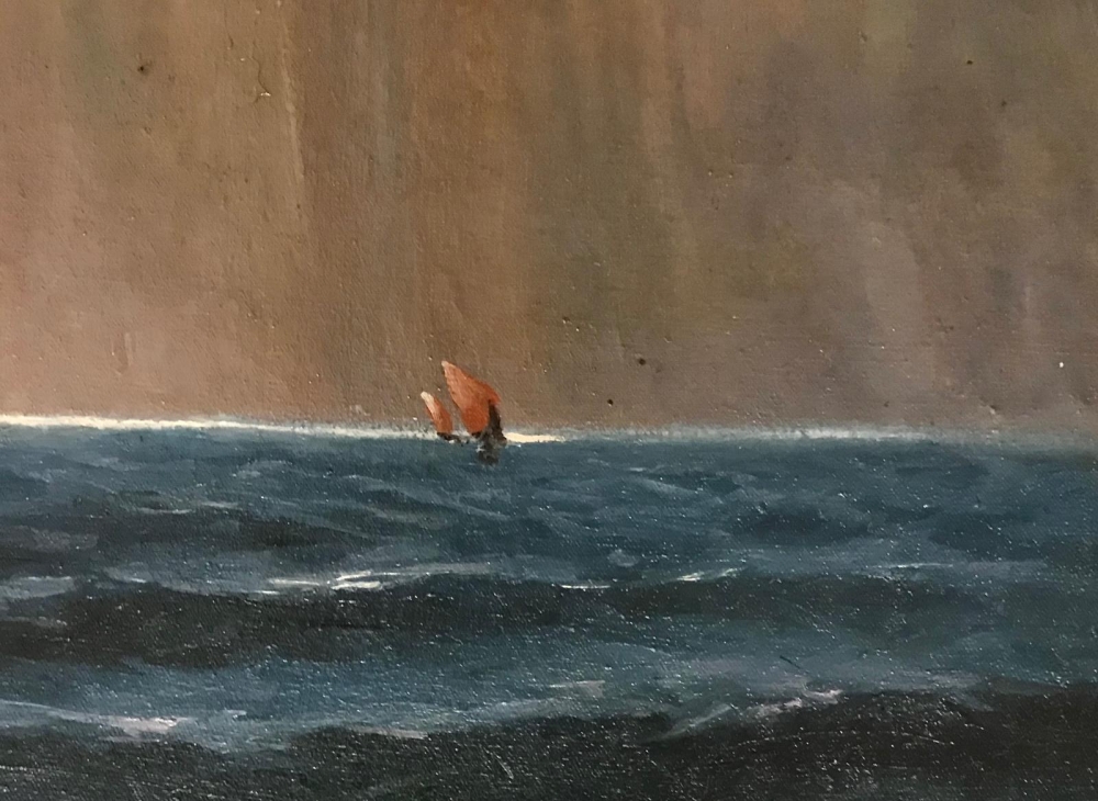 \"Cliffs with Stormy Sea\", After British School of 19th Century, años 50-60 del siglo XX
