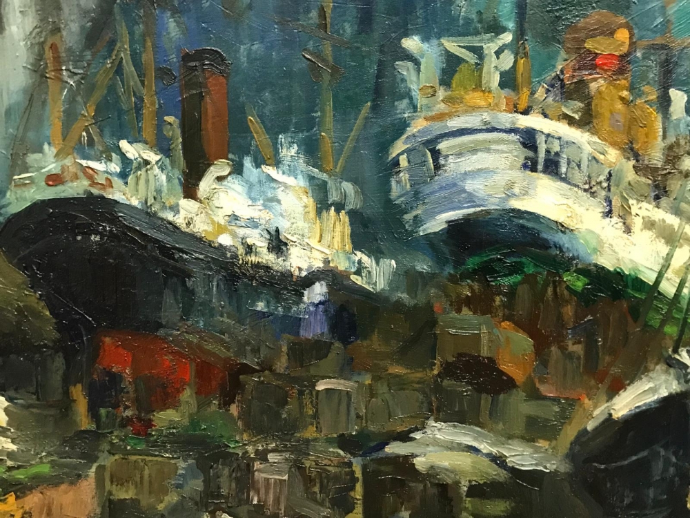 ”Escena de Astilleros con Figuras”, J. García Altafulla, años 50 del siglo XX