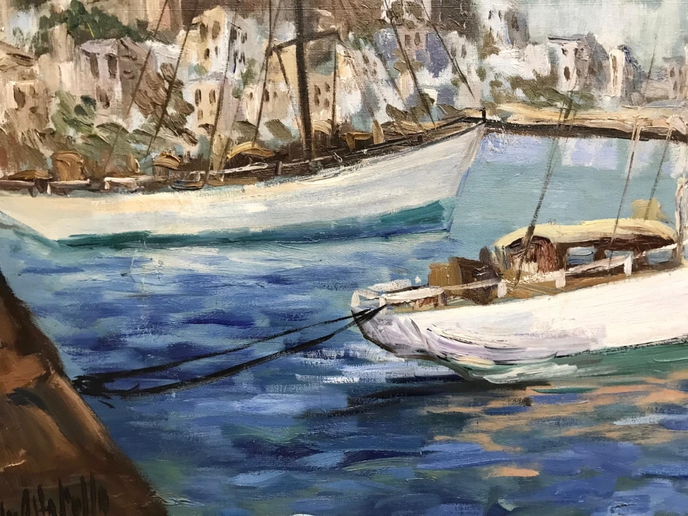 ”Paisaje Balear con Ciudad Amurallada”, J. García Altafulla, años 50 del siglo XX