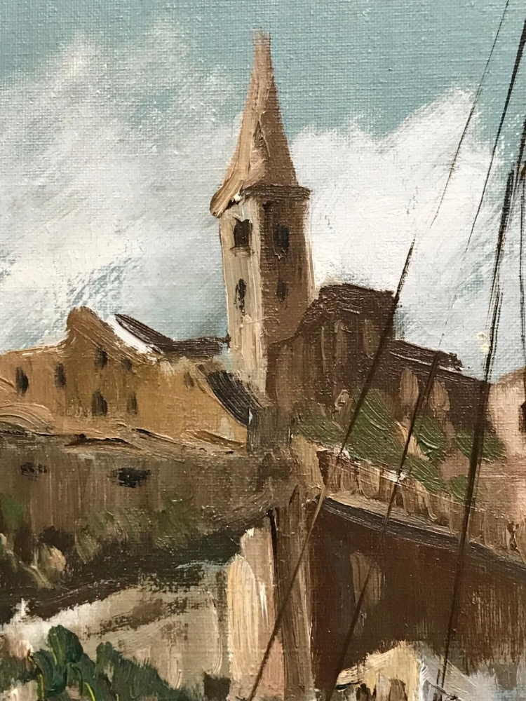 ”Paisaje Balear con Ciudad Amurallada”, J. García Altafulla, años 50 del siglo XX