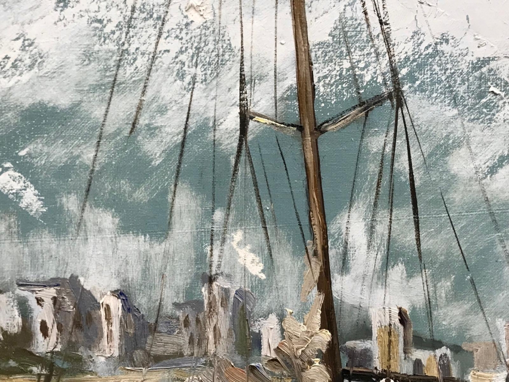”Paisaje Balear con Ciudad Amurallada”, J. García Altafulla, años 50 del siglo XX