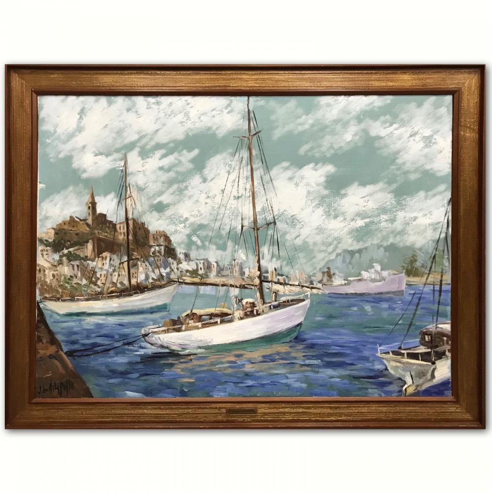 ”Paisaje Balear con Ciudad Amurallada”, J. García Altafulla, años 50 del siglo XX