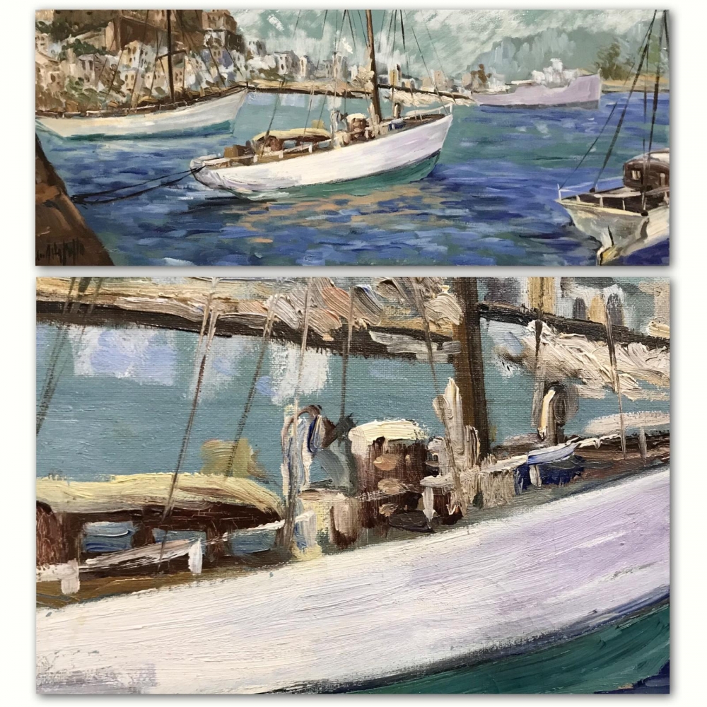 ”Paisaje Balear con Ciudad Amurallada”, J. García Altafulla, años 50 del siglo XX