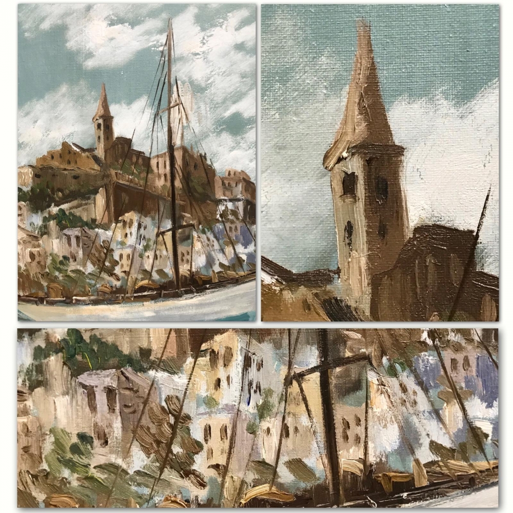 ”Paisaje Balear con Ciudad Amurallada”, J. García Altafulla, años 50 del siglo XX