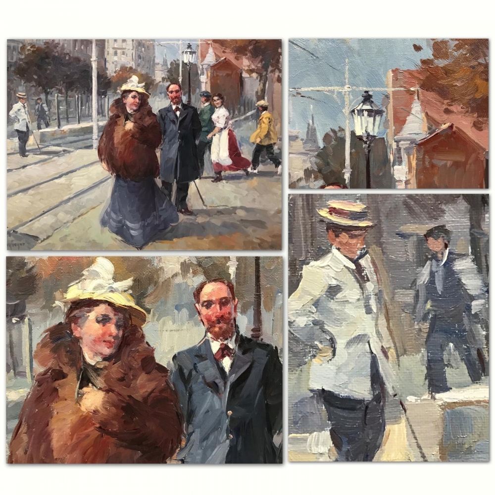 “Dos Escenas de Barcelona de la Belle Époque”, J. Puigsegur, años 80-90 del siglo XX