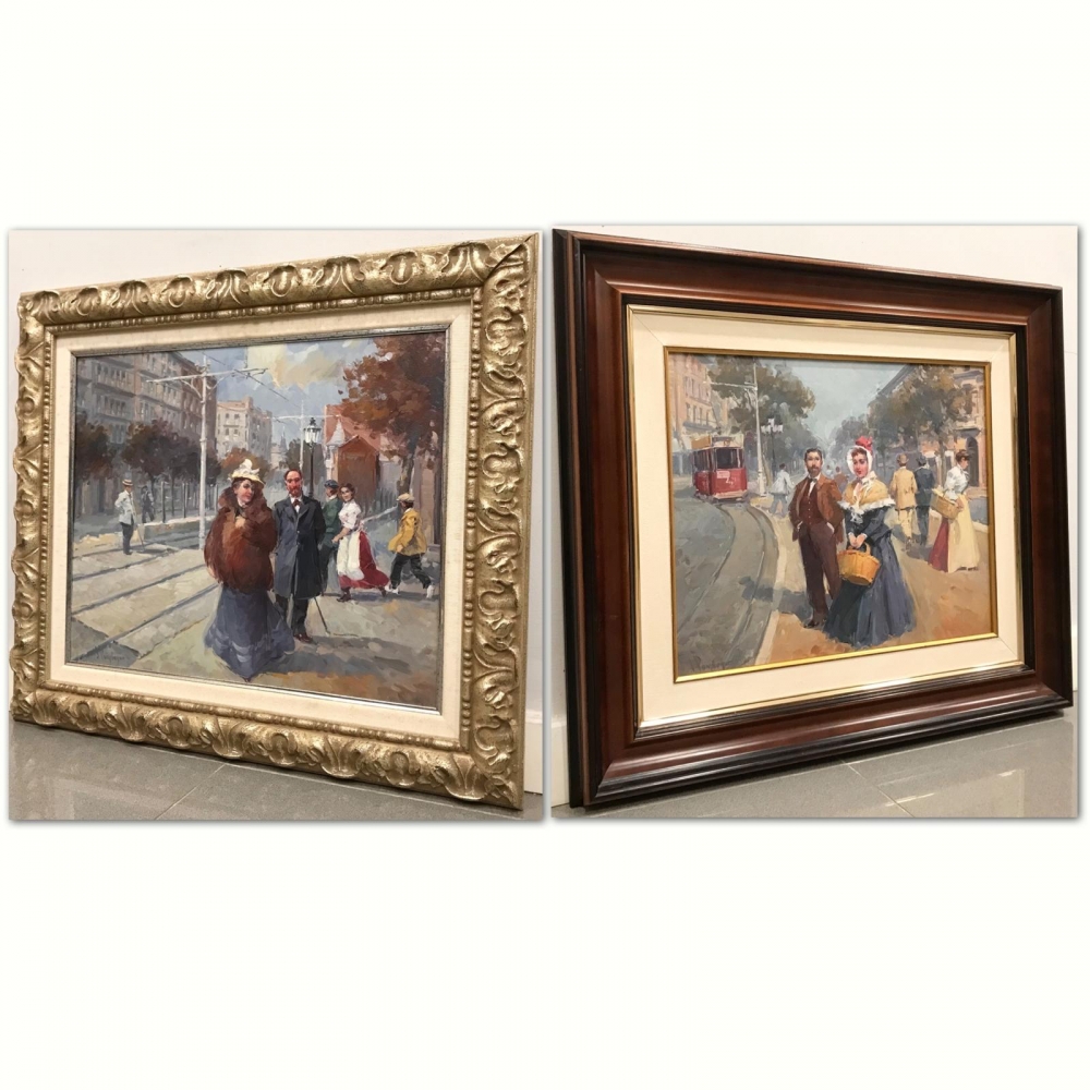 “Dos Escenas de Barcelona de la Belle Époque”, J. Puigsegur, años 80-90 del siglo XX