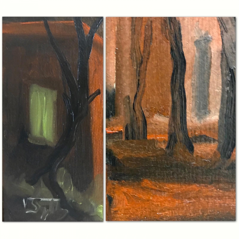 Dos obras del \"Stilismo Metafisico\" de Vincenzo Sagnelli, años 60-70 del siglo XX