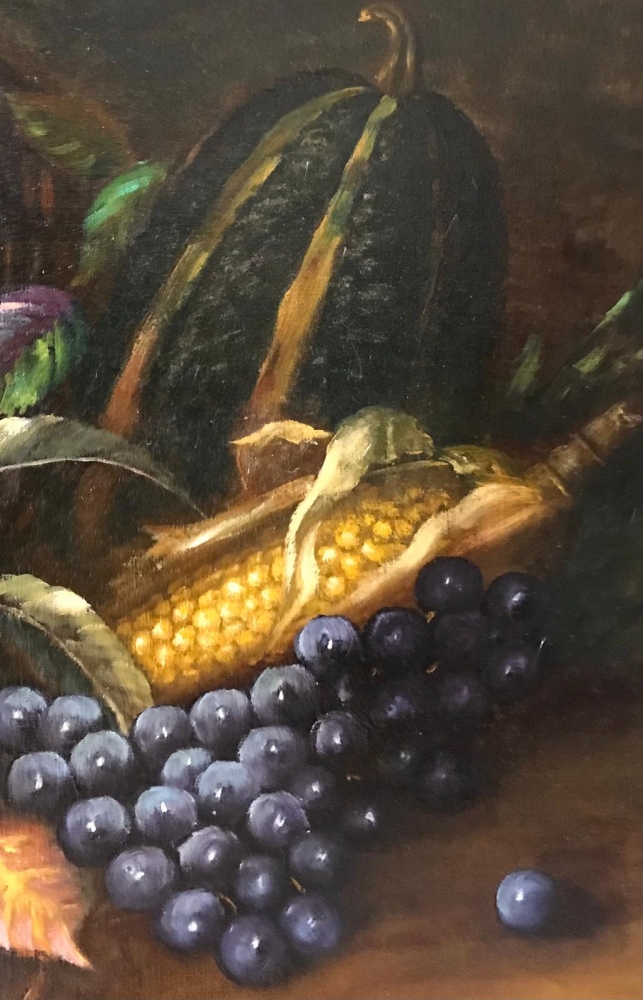 “Natura Morta con Frutti e Vendemmia”, escuela italiana de finales de siglo XIX, principios del siglo XX