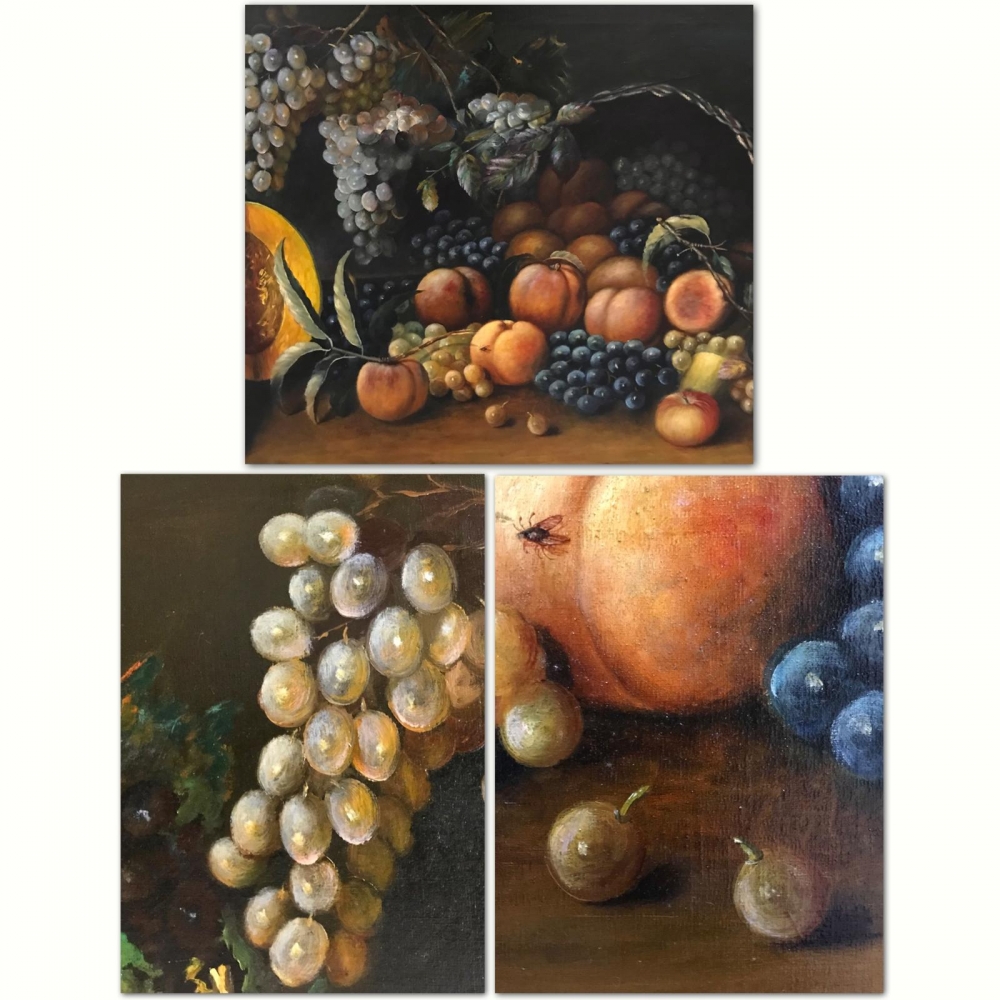“Natura Morta con Frutti e Vendemmia”, escuela italiana de finales de siglo XIX, principios del siglo XX