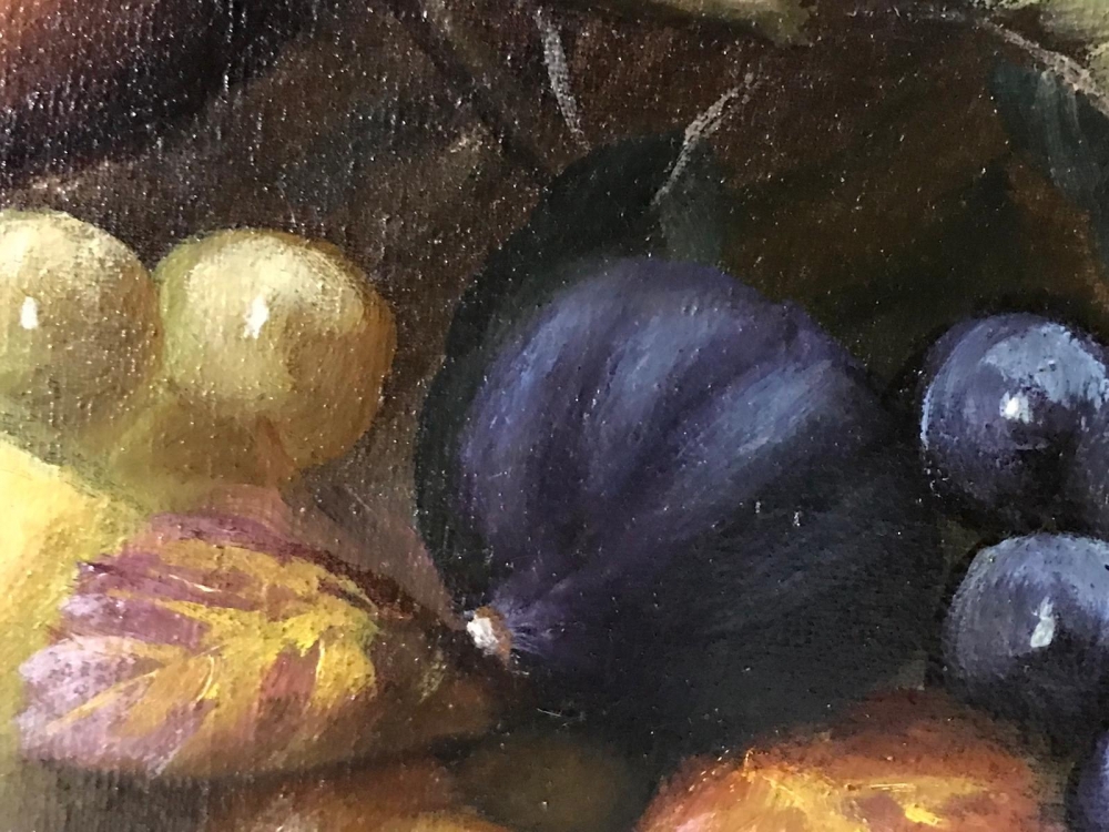 “Natura Morta con Frutti e Vendemmia”, escuela italiana de finales de siglo XIX, principios del siglo XX