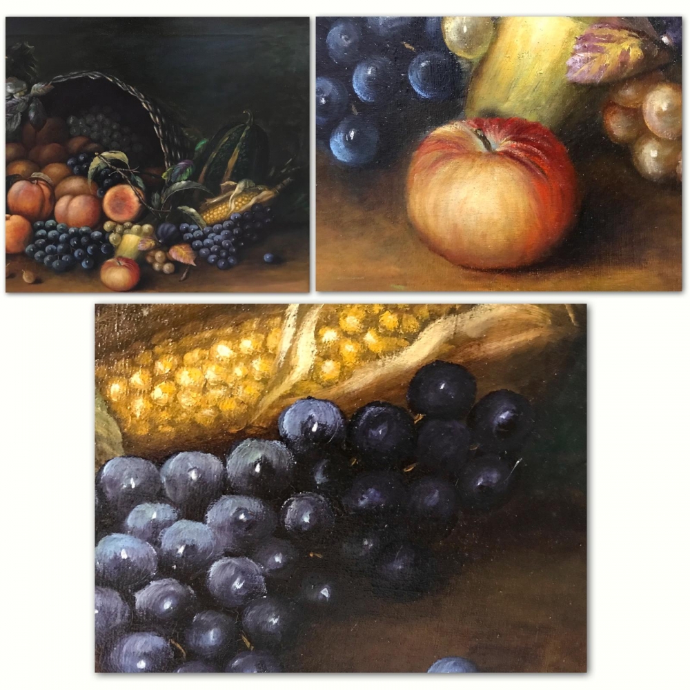 “Natura Morta con Frutti e Vendemmia”, escuela italiana de finales de siglo XIX, principios del siglo XX