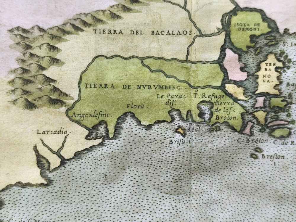 Mapa Grabado \"Tierra Nueva\" · 1562 · Norteamérica · Gastaldi / Josephus Moletius · Ptolomeo Venecia