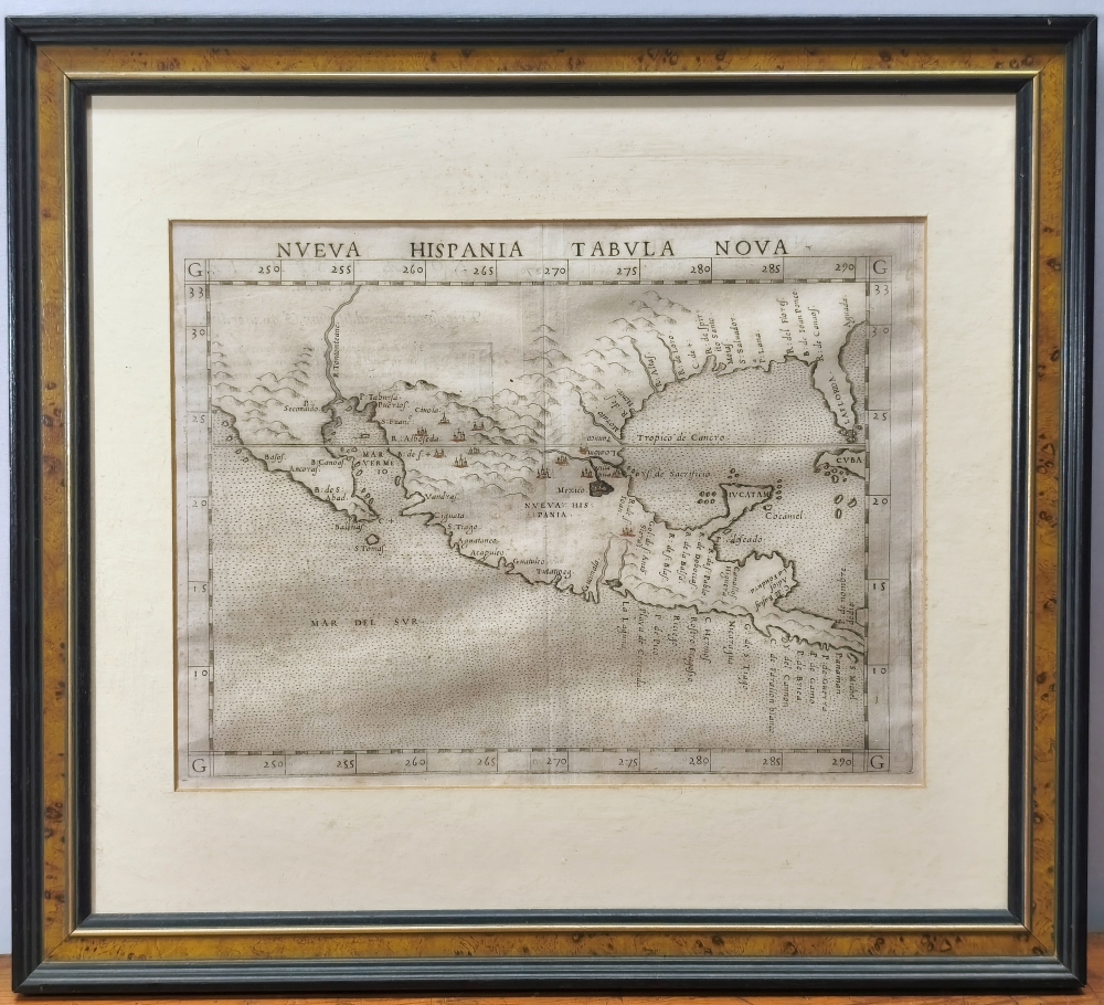 Mapa original del siglo XVI de la Nueva España: Nueva Hispania Tabula Nova de Ruscelli, 1562