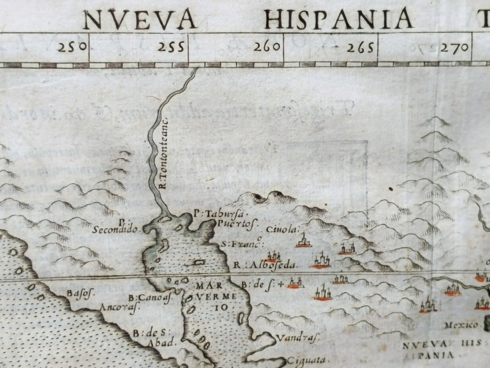 Mapa original del siglo XVI de la Nueva España: Nueva Hispania Tabula Nova de Ruscelli, 1562
