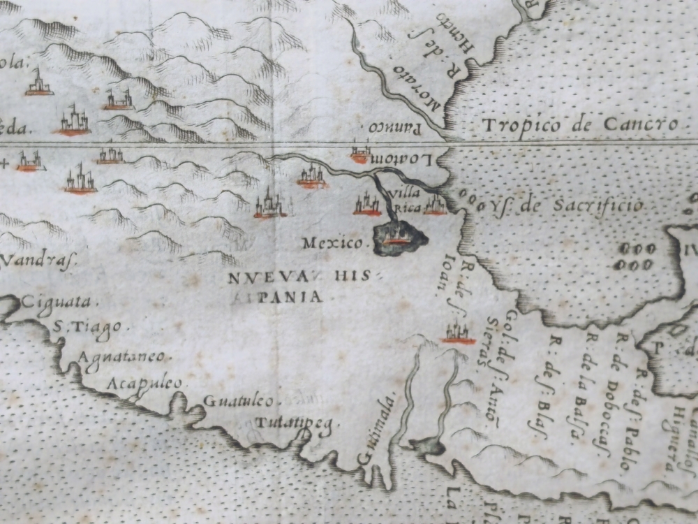 Mapa original del siglo XVI de la Nueva España: Nueva Hispania Tabula Nova de Ruscelli, 1562