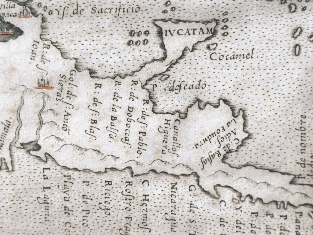 Mapa original del siglo XVI de la Nueva España: Nueva Hispania Tabula Nova de Ruscelli, 1562