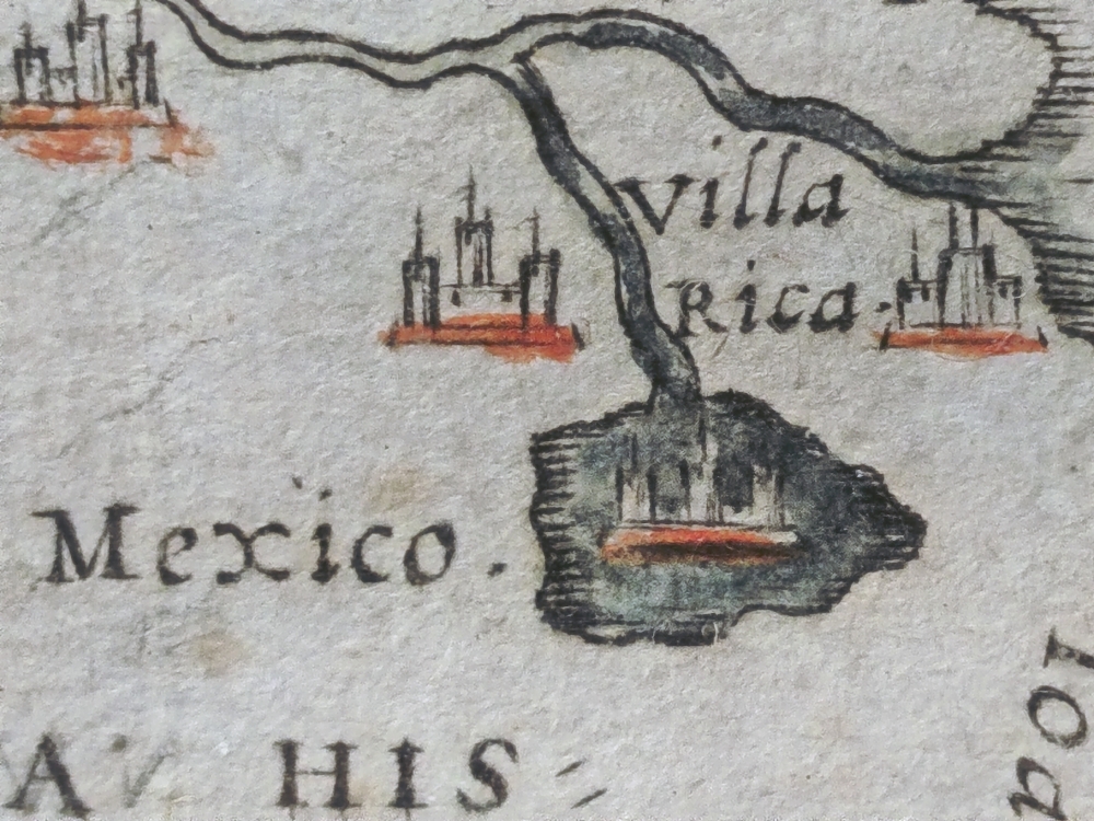 Mapa original del siglo XVI de la Nueva España: Nueva Hispania Tabula Nova de Ruscelli, 1562