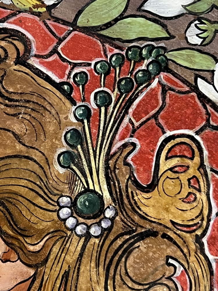 Plato de terracota pintado, art nouveau, sin firmar