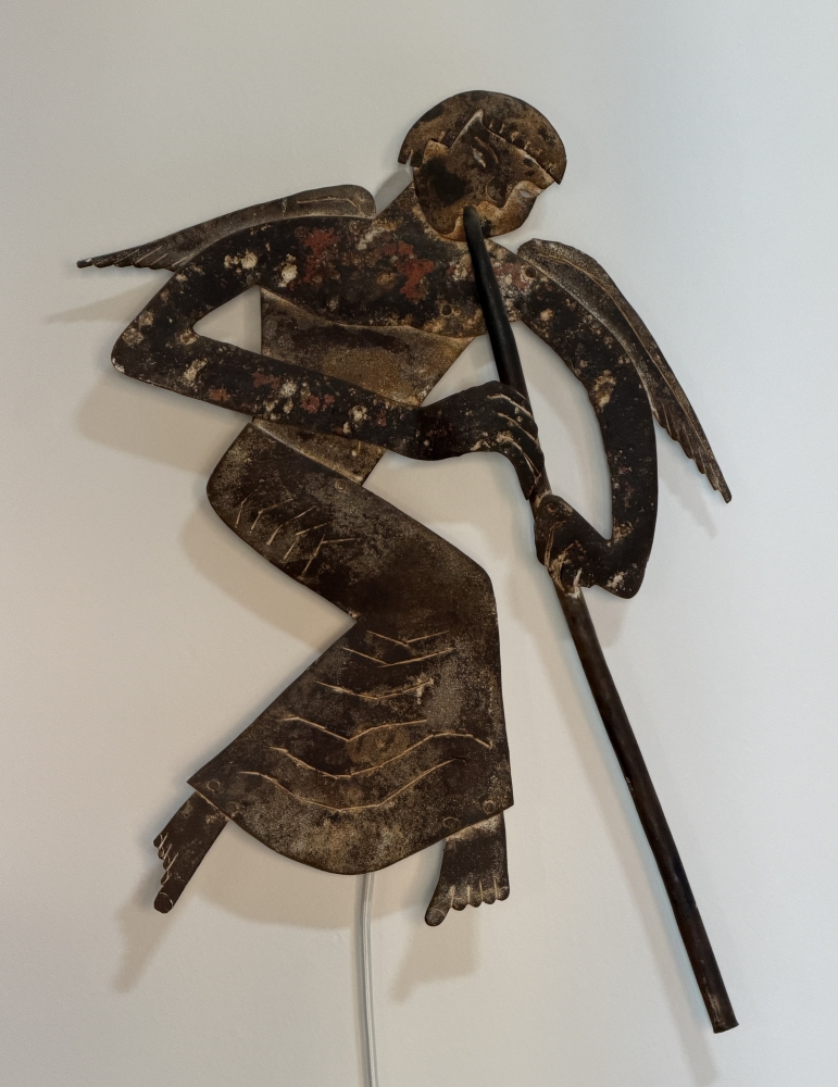 Veleta, arcángel Gabriel, American Folk Art, convertido en aplique
