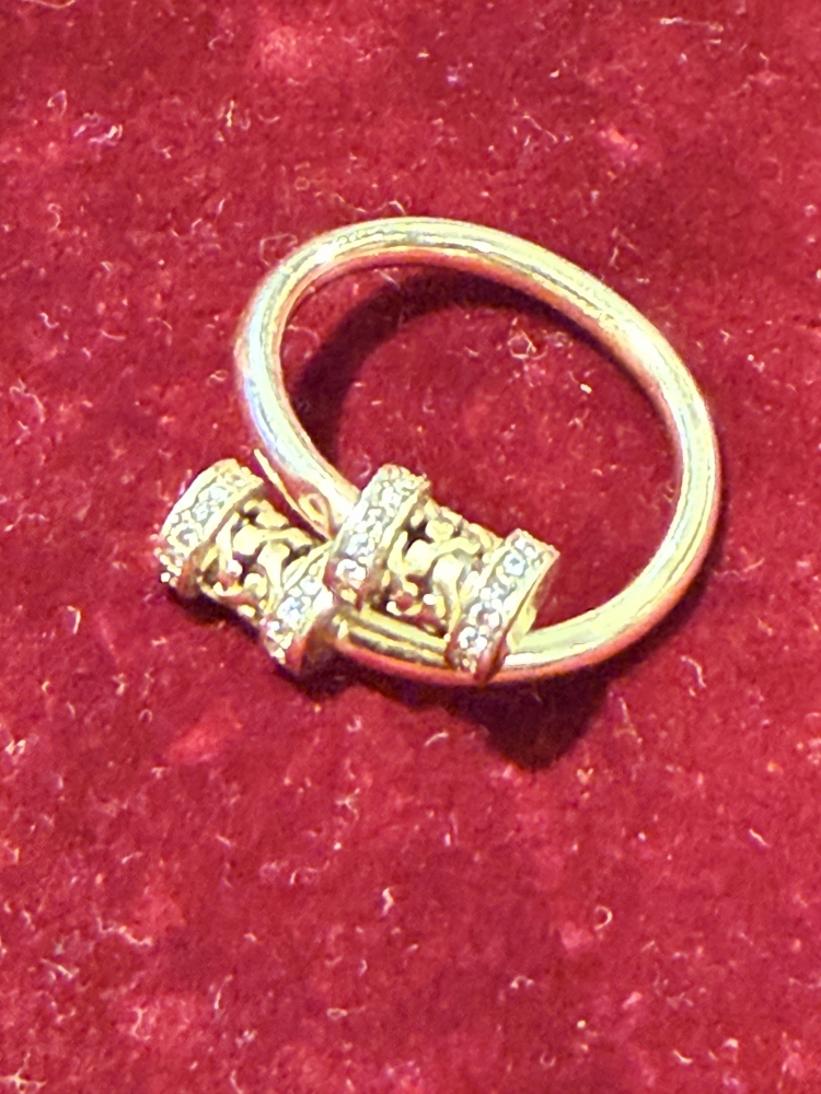 Conjunto de joyas de 2 piezas, oro amarillo y circonites 