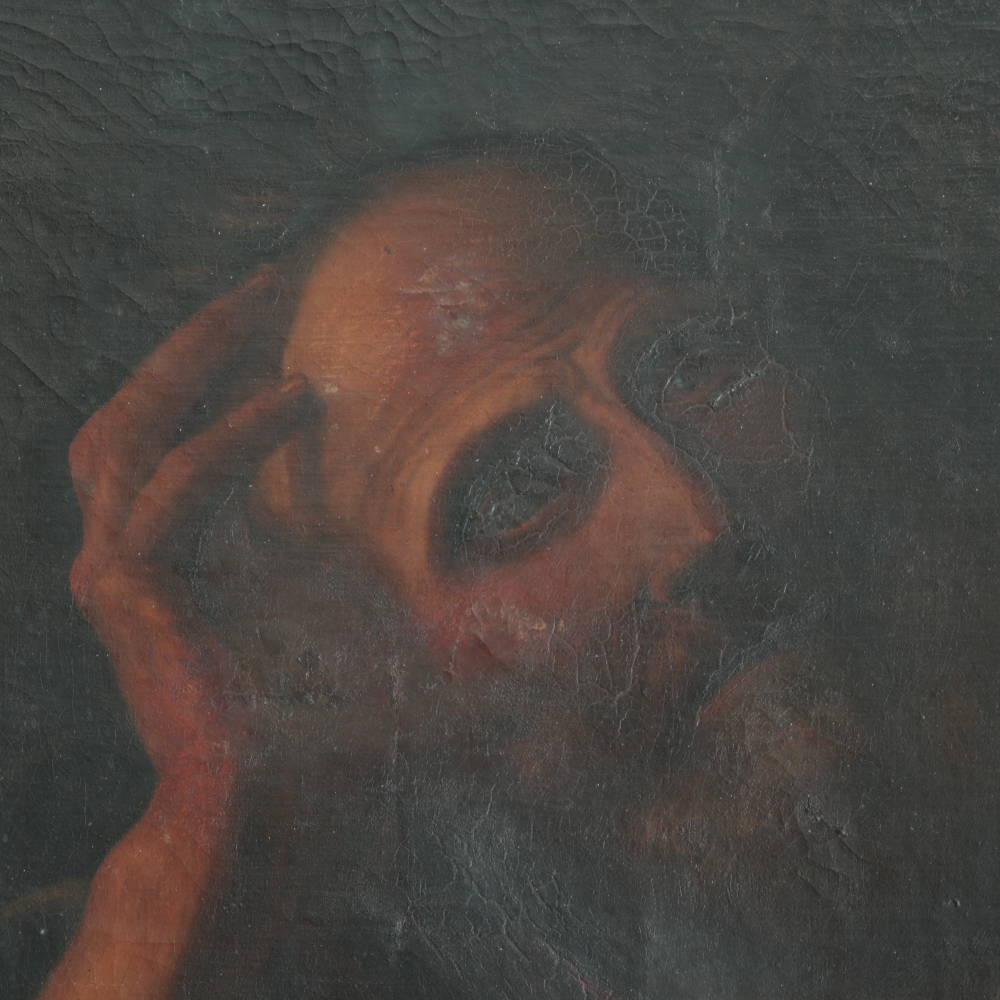 San Pedro penitente, firmado M. Martin, óleo religioso, hacia 1901