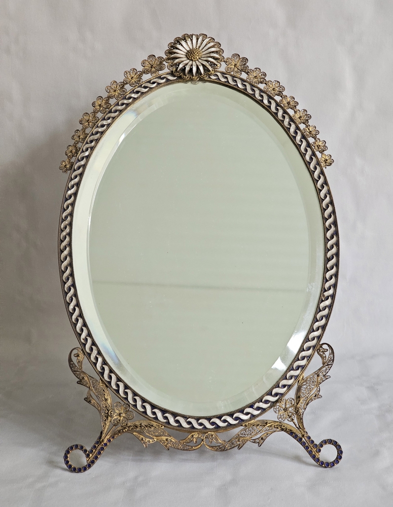 Espejo de tocador o mesa antiguo art nouveau, c. 1900