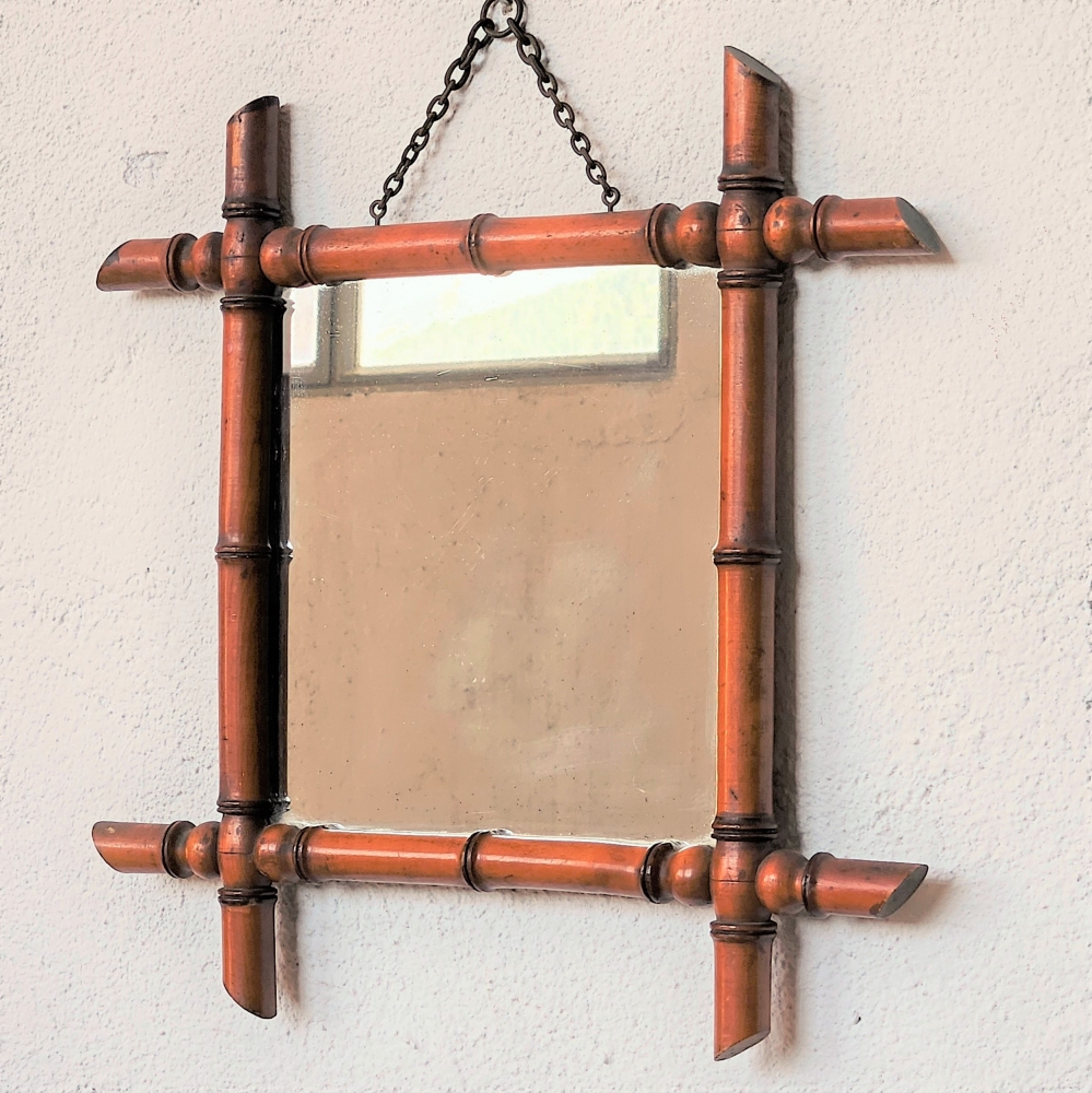Espejo de pared art nouveau de madera, 1900-1920