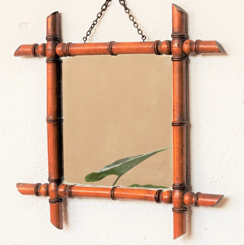 Espejo de pared art nouveau de madera, 1900-1920