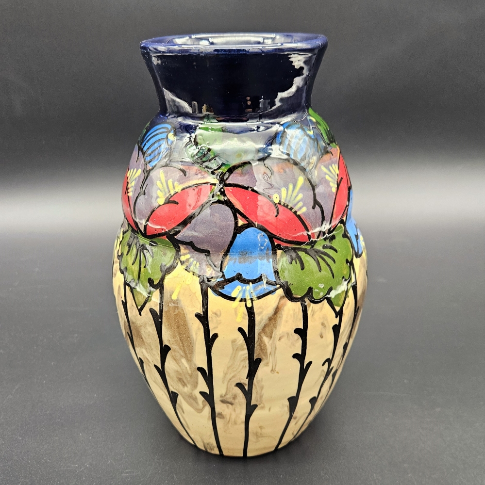 Florero art nouveau de cerámica de E. Huber Roethe, 1910-1920