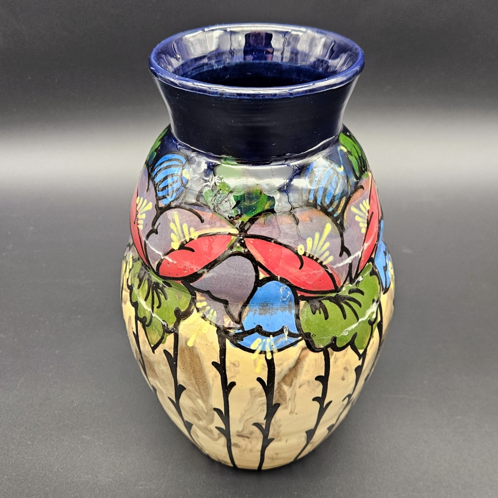 Florero art nouveau de cerámica de E. Huber Roethe, 1910-1920