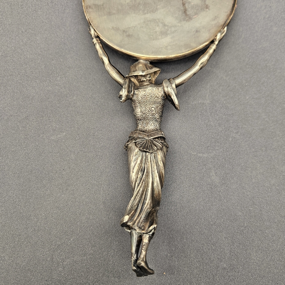 Espejo art nouveau de mano plateado, 1900 - 1920