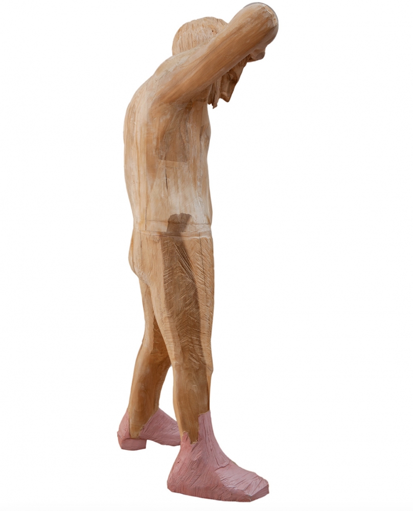 Francisco Leiro, escultura contemporánea, madera policromada, hombre de pie, 2004