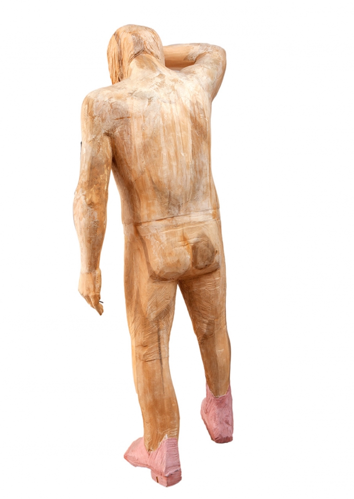 Francisco Leiro, escultura contemporánea, madera policromada, hombre de pie, 2004