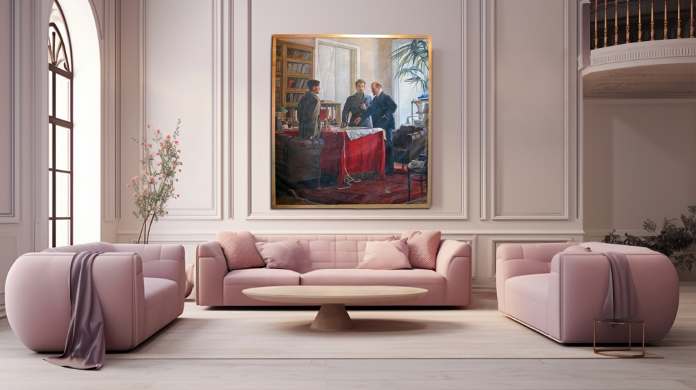 Georgi Stepanovich Melikhov, pintura histórica realista, Lenin y el general Frunse, 1954