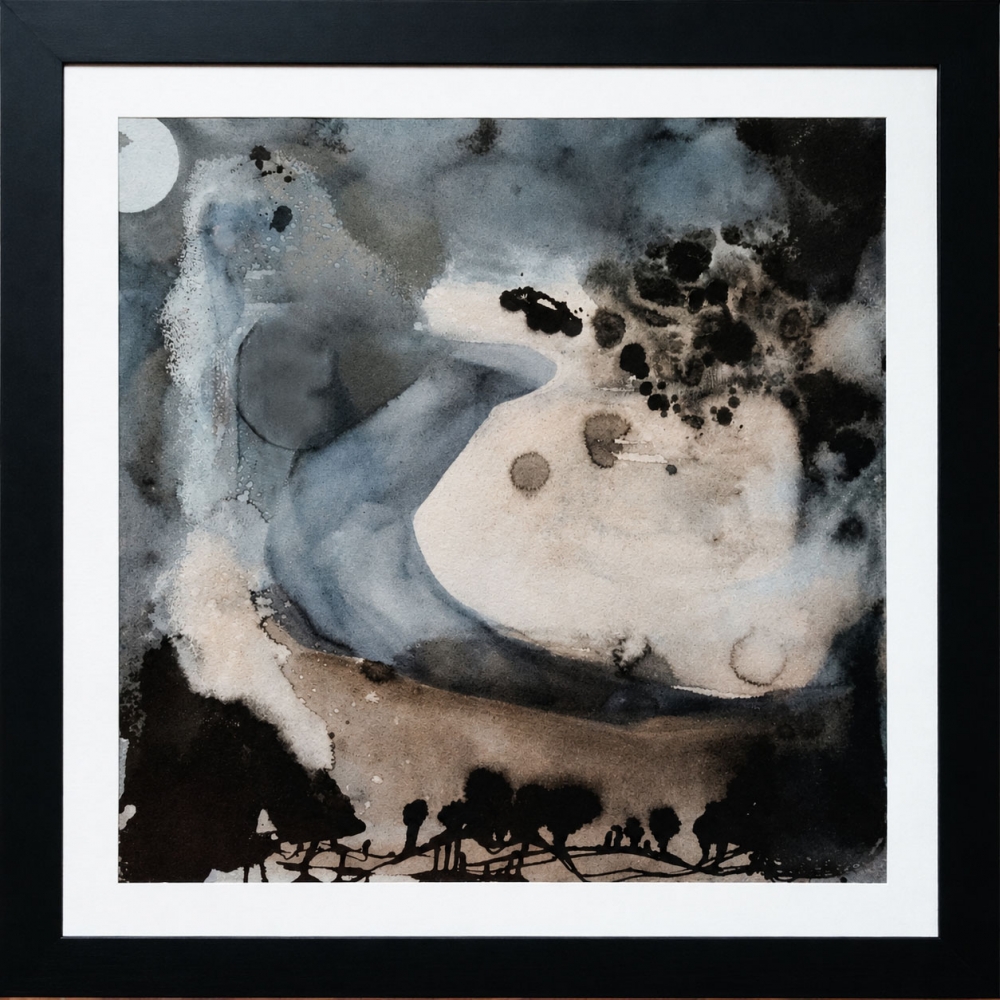 Jon Ander del Arco, pintura abstracta, composición con manchas negras, 2005