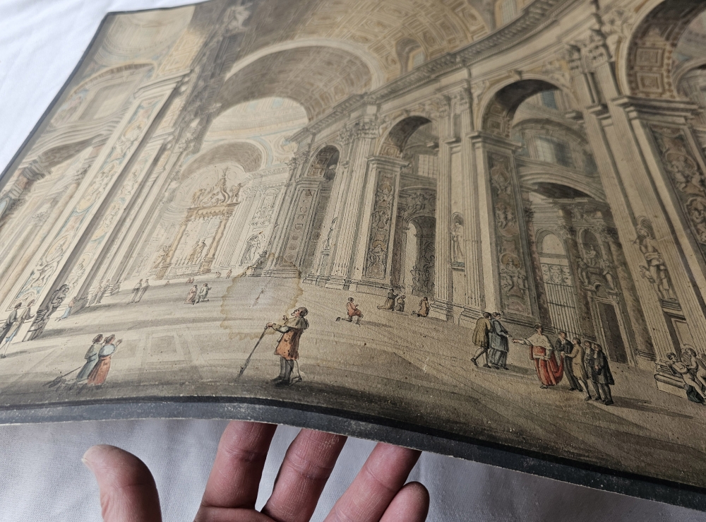 Conjunto de 4 dibujos académicos de arquitectura, acuarela y tinta aguada, vistas de Roma, firmados por Augusto Martínez, Roma, 1937