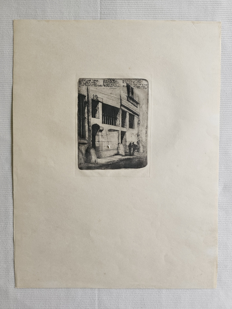 Charles Meryon, grabado original al aguafuerte \"La Rue des Mauvais Garçons\", París, 1854