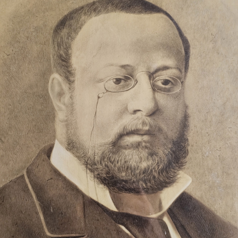 Retrato aristocrático al carboncillo de Manuel Pez (Jaén, 1890), dedicado, siglo XIX