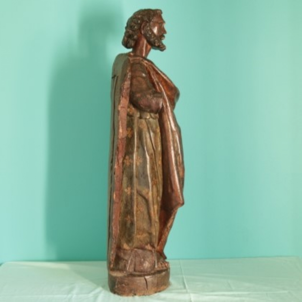 Escultura barroca de apóstol en madera policromada, atribuida al siglo XVII