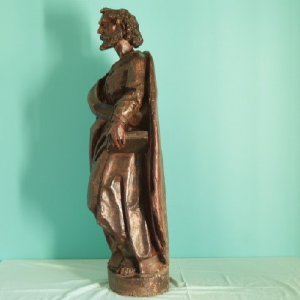 Escultura barroca de apóstol en madera policromada, atribuida al siglo XVII