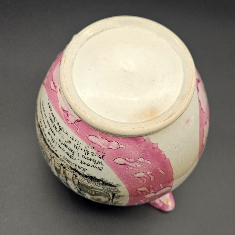 Jarra Sunderland de cerámica rosa ”Sailors Fairwell”, 1850 - 1880