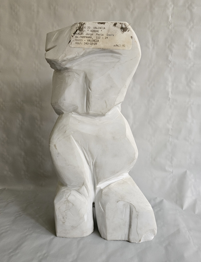 Jorge Peris Serra, escultura original en mármol blanco, \"Hombre\", 1991 