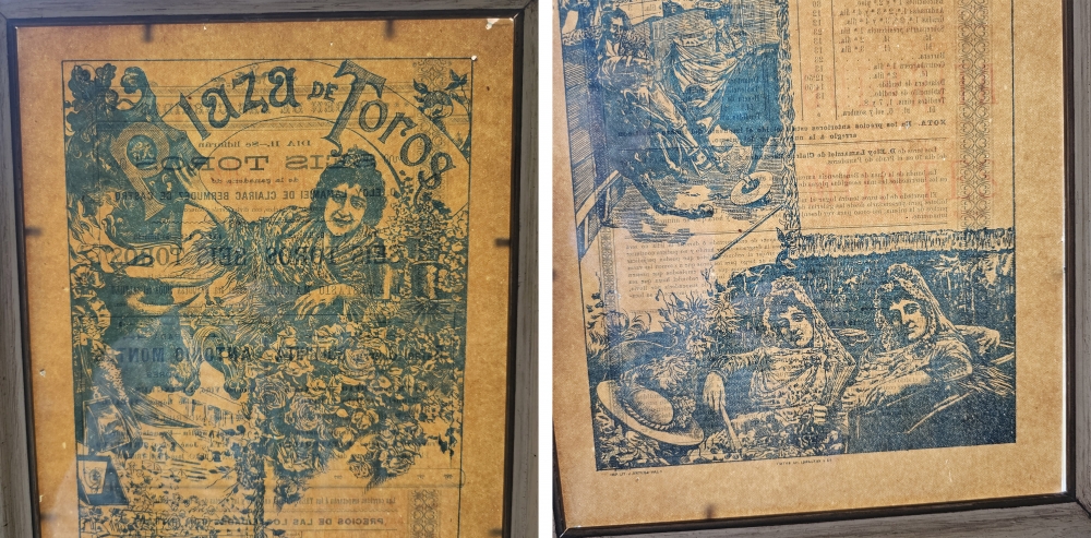 Cartel de toros de 1899, Salamanca (Guerrita y Antonio Montes), doble cara enmarcado con cristal