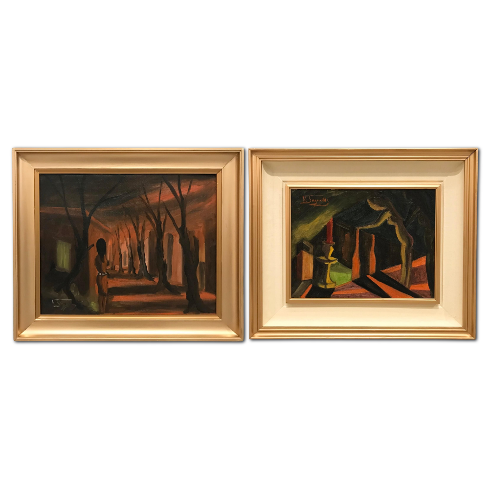 Dos obras del \"Stilismo Metafisico\" de Vincenzo Sagnelli, años 60-70 del siglo XX