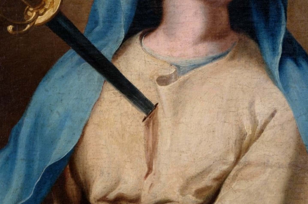 Pintura religiosa, Virgen Dolorosa con puñal, siglo XIX