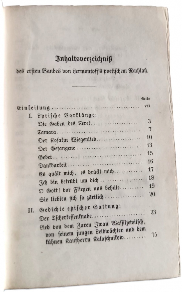 1852, Poetischer Nachlaß, de Michail Lermontoff, 2 vol.