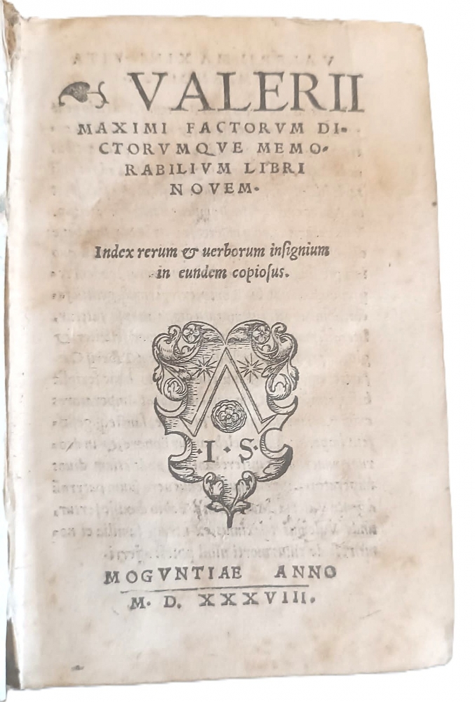 1538 Valerius Maximus, Dictorum Factorumque Memorabilium, Maguncia, Ivo Schoeffer