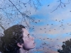 Jorge Pérez Parada, pintura figurativa, atardecer con pájaros, 2020